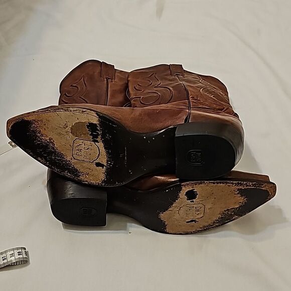 - Vintage DAN POST Men's Western Brown Bexar Rust Saddle Snip Toe Cowboy B… - Picture 6 of 13